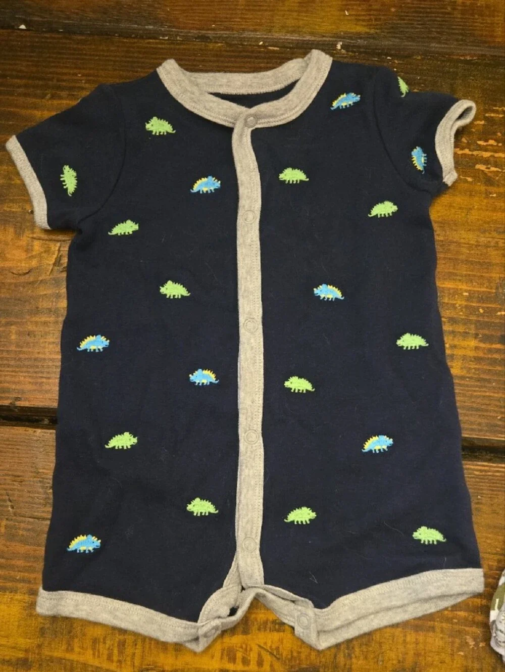 Kids Short-Sleeve Bodysuit Set - Navy & Multi Dinosaur Print